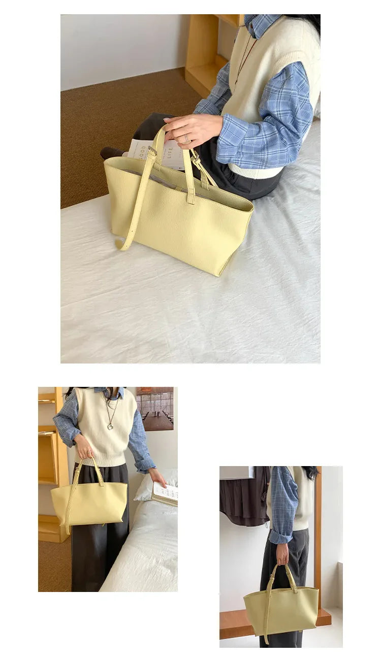 Tote Bag Cuir PU Souple Grande Taille