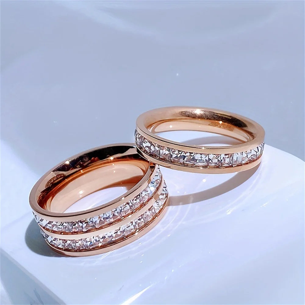 Set de Bagues Acier Inoxydable Zircon