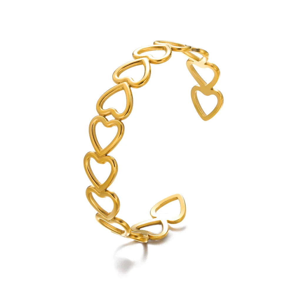 Bracelet Jonc Fleur Acier Doré