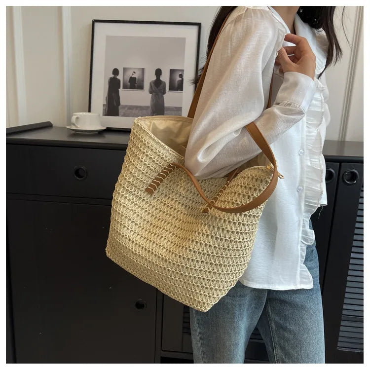 Sac de Plage Paille Bohème Été