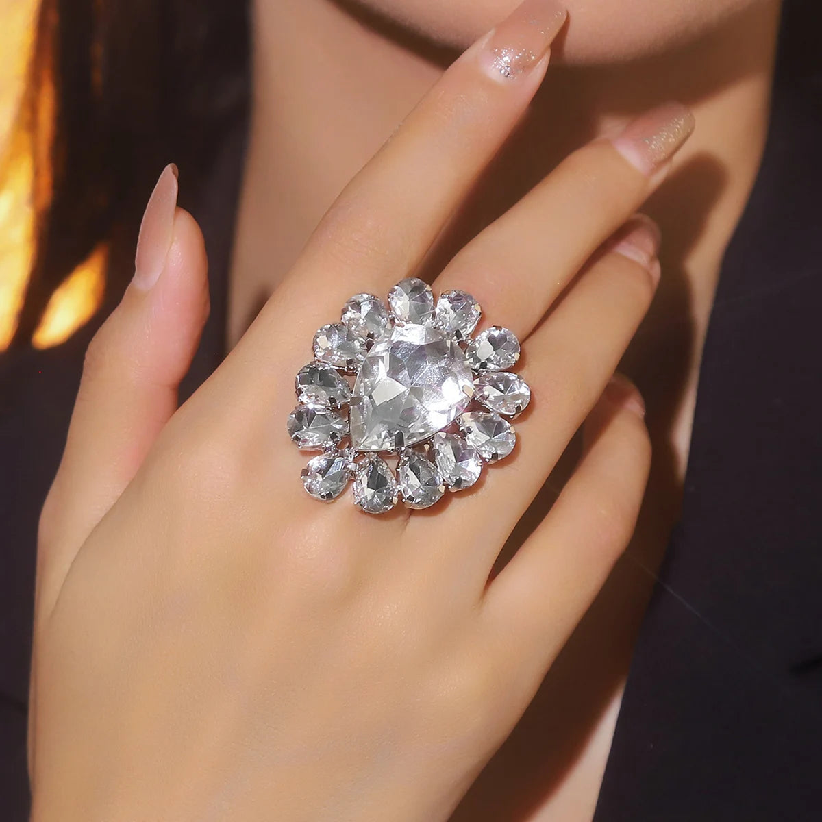 Sliver Crystal Rings for women Big Butterfly Women Wedding Band Cubic Zirconia Statement Rings for women Jewelry Gifts