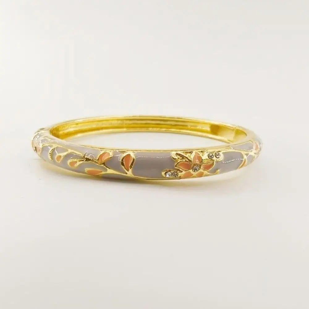 Bracelet Jonc Émail Cloisonné Artisanal - Fleurs Ethniques | 11 Styles