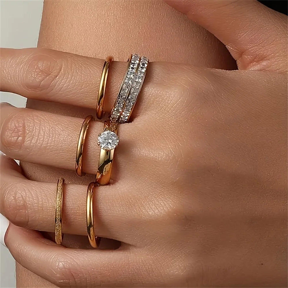 Set de Bagues Acier Inoxydable Zircon
