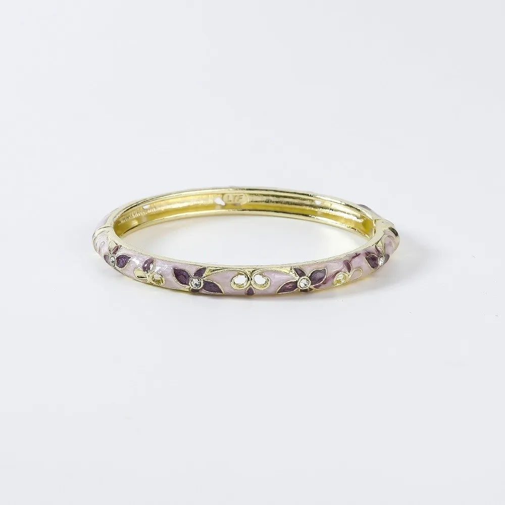 Enamel Vintage Cloisonne Bangle Floral Chinese Chinese Flower Bangle Vintage Ethnic Women's Hand Bracelet Gifts for Women Girl