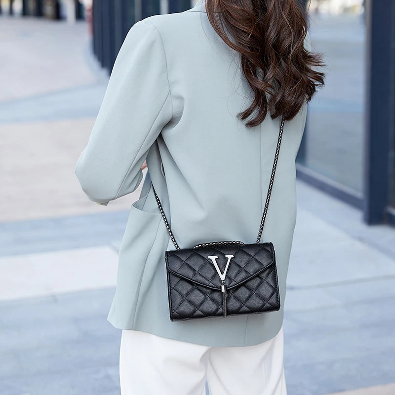 Sac Bandoulière Cuir Matelassé Chaîne