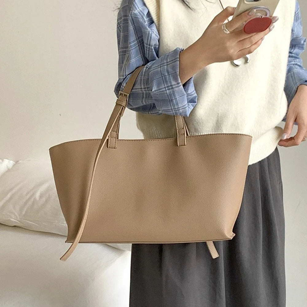 Tote Bag Cuir PU Souple Grande Taille