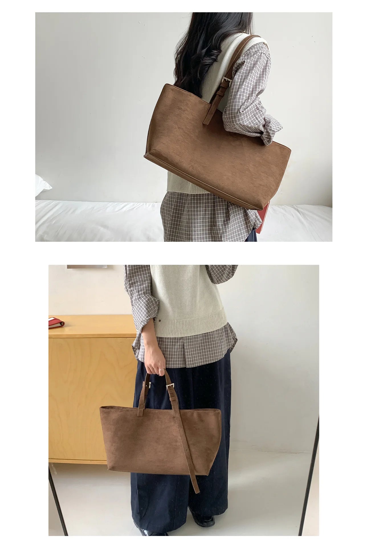 Tote Bag Cuir PU Souple Grande Taille