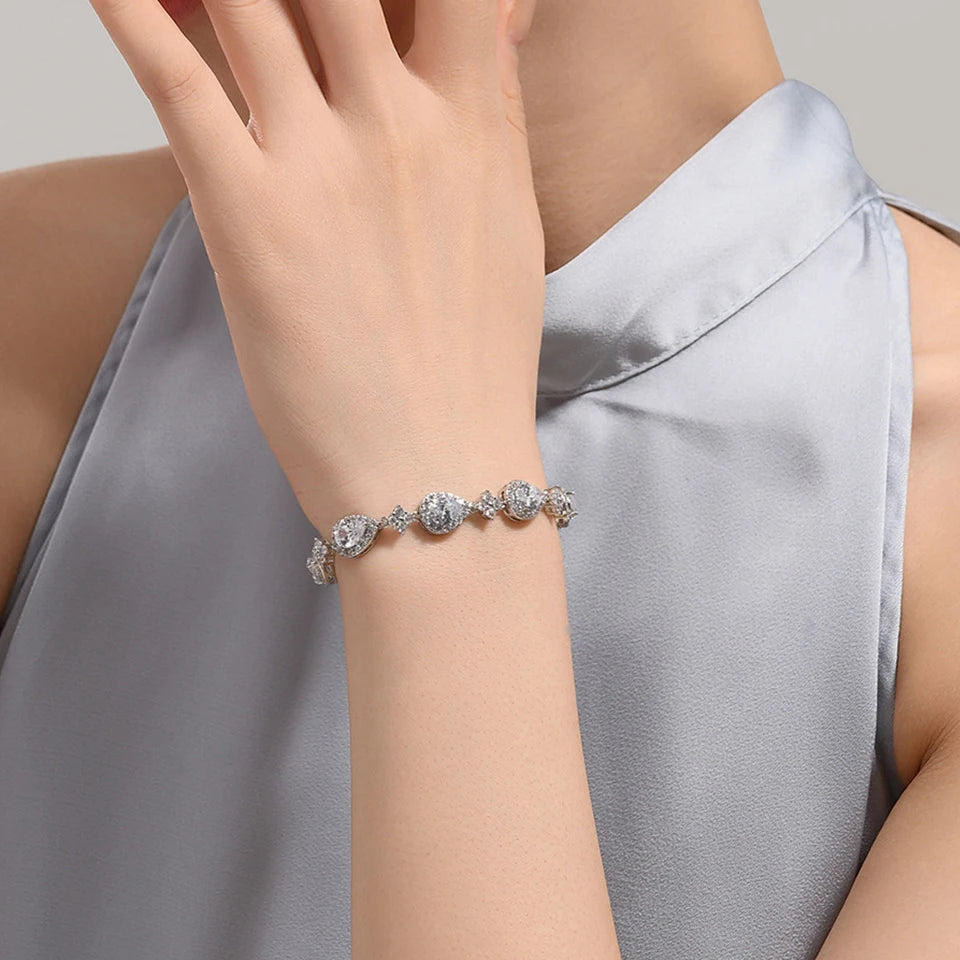 Bracelet zircon goutte d'eau argenté - Maison Masy