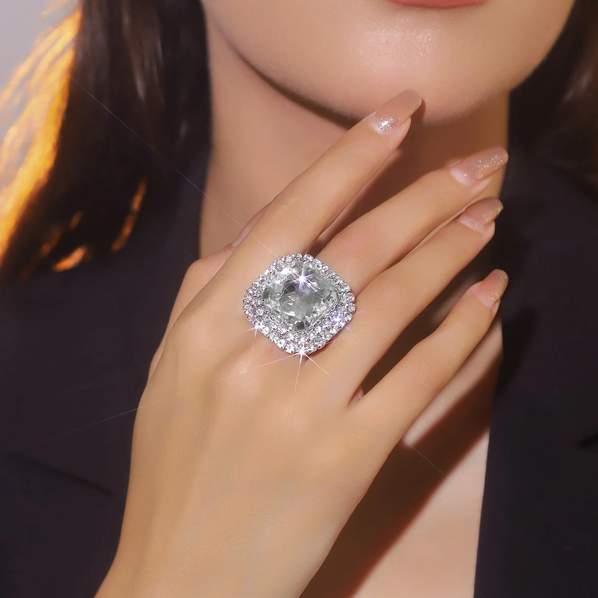 Sliver Crystal Rings for women Big Butterfly Women Wedding Band Cubic Zirconia Statement Rings for women Jewelry Gifts