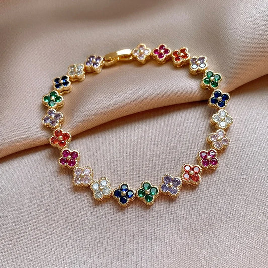 Bracelet fleur cristal coloré femme - Maison Masy