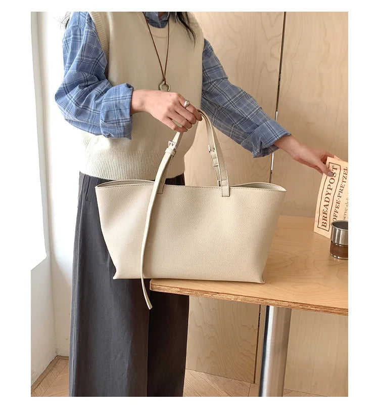 Tote Bag Cuir PU Souple Grande Taille