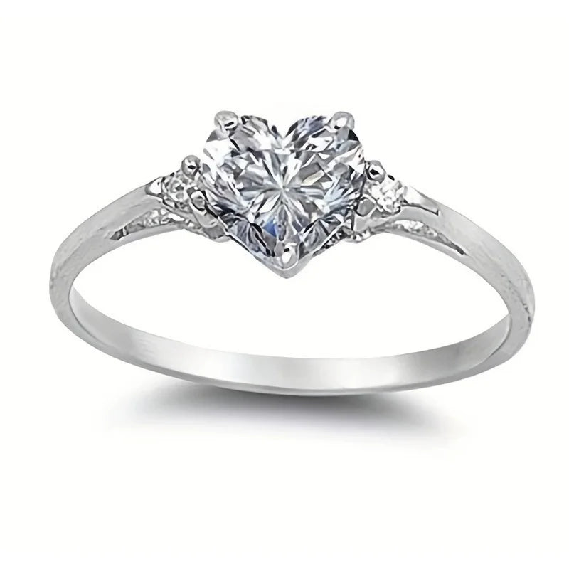 925 Sterling Silver Trendy White Zircon Promise Engagement Heart Rings For Women Party Wedding Bands Classic Jewelry Gifts