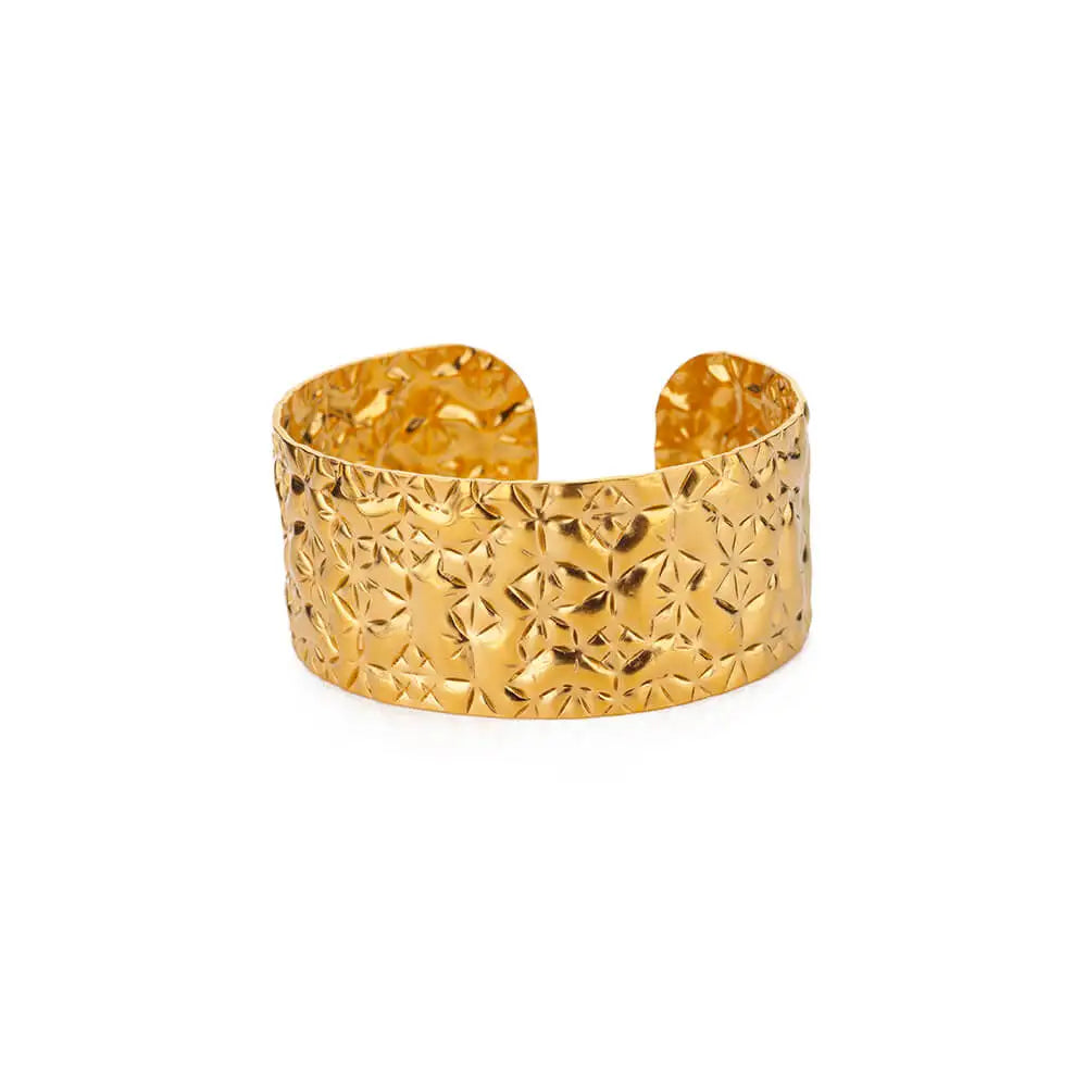 Bracelet Jonc Fleur Acier Doré