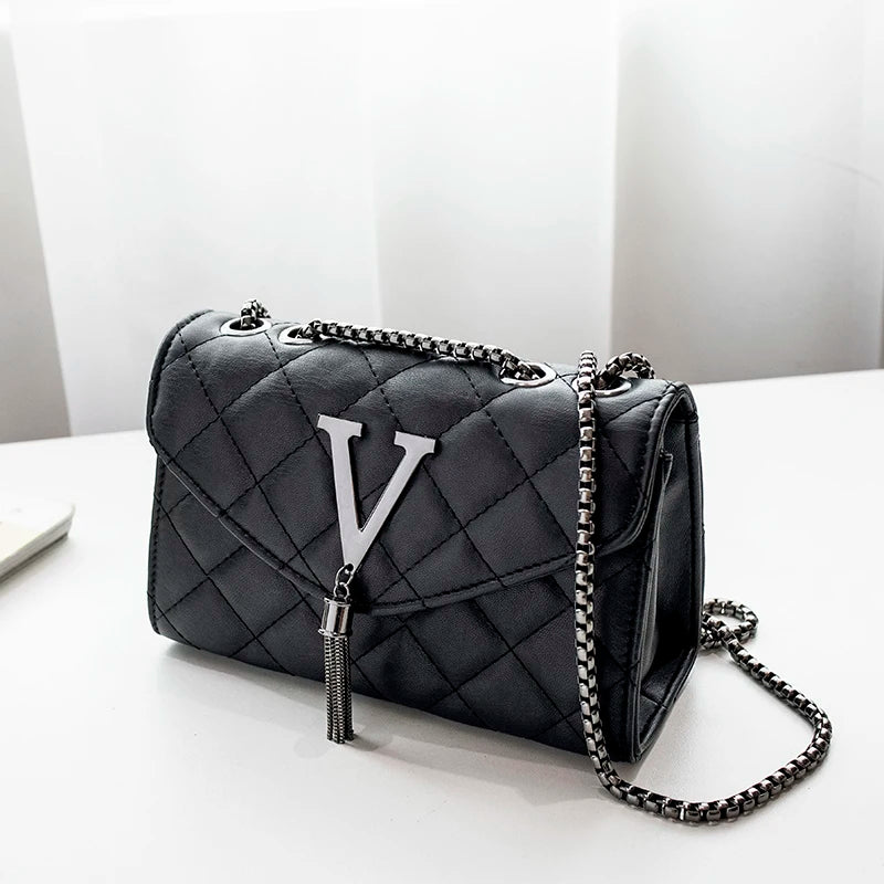 Sac Bandoulière Cuir Matelassé Chaîne