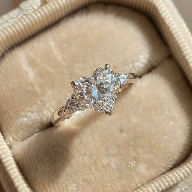 925 Sterling Silver Trendy White Zircon Promise Engagement Heart Rings For Women Party Wedding Bands Classic Jewelry Gifts