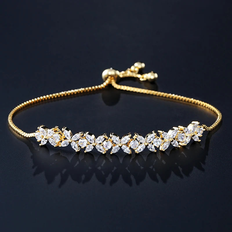 Bracelet Fleurs Zircon Ajustable