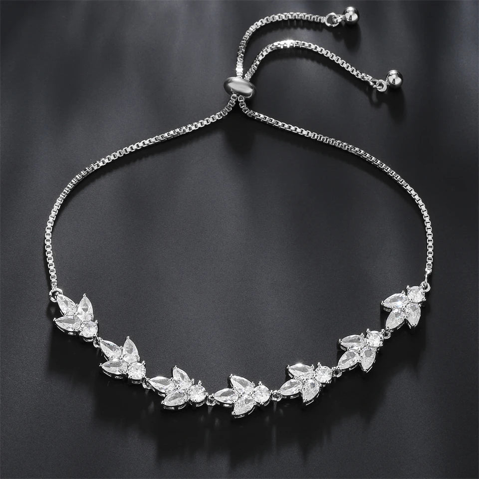 Bracelet Fleurs Zircon Ajustable
