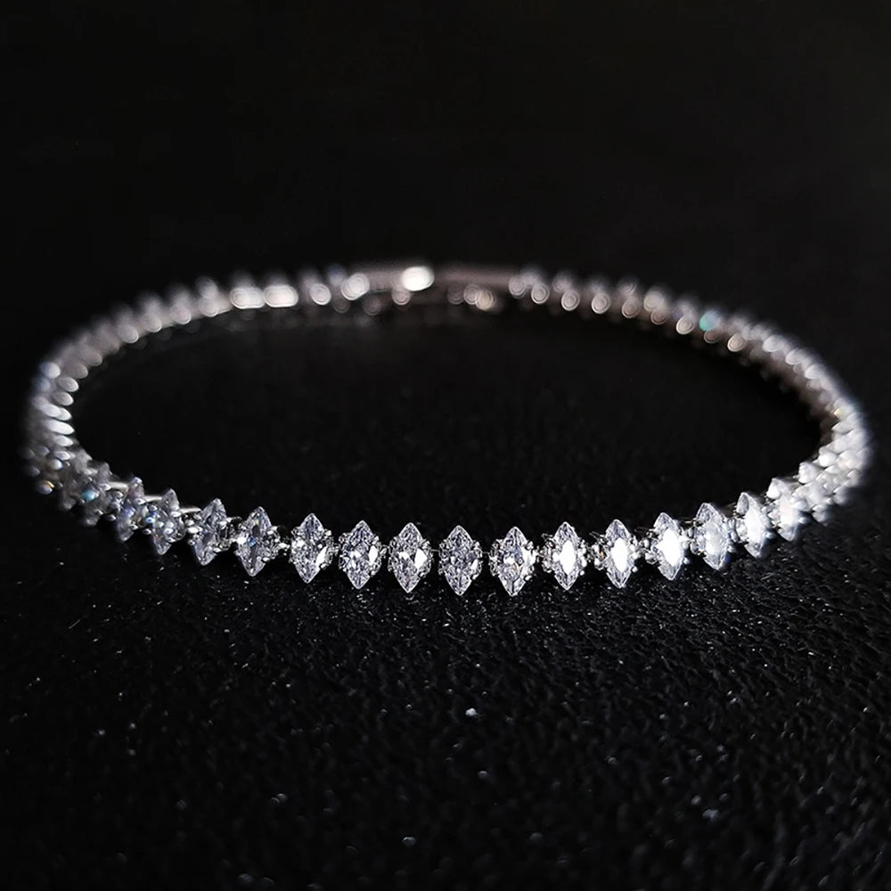 Bracelet tennis zircon luxe argenté femme - Maison Masy