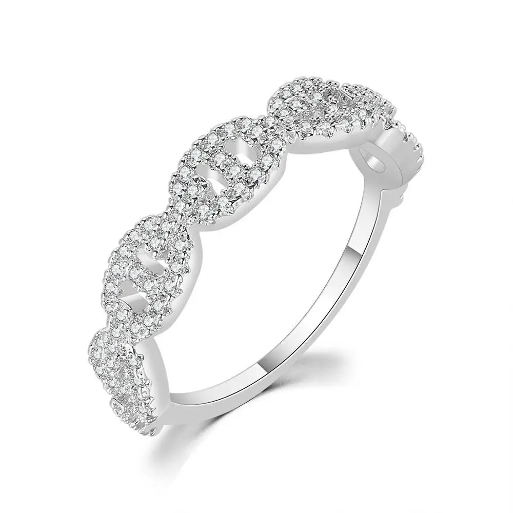 Bague Chaîne Zircon Hip Hop