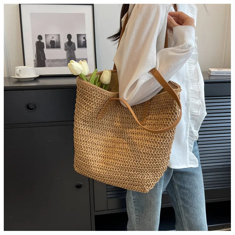 Sac de Plage Paille Bohème Été
