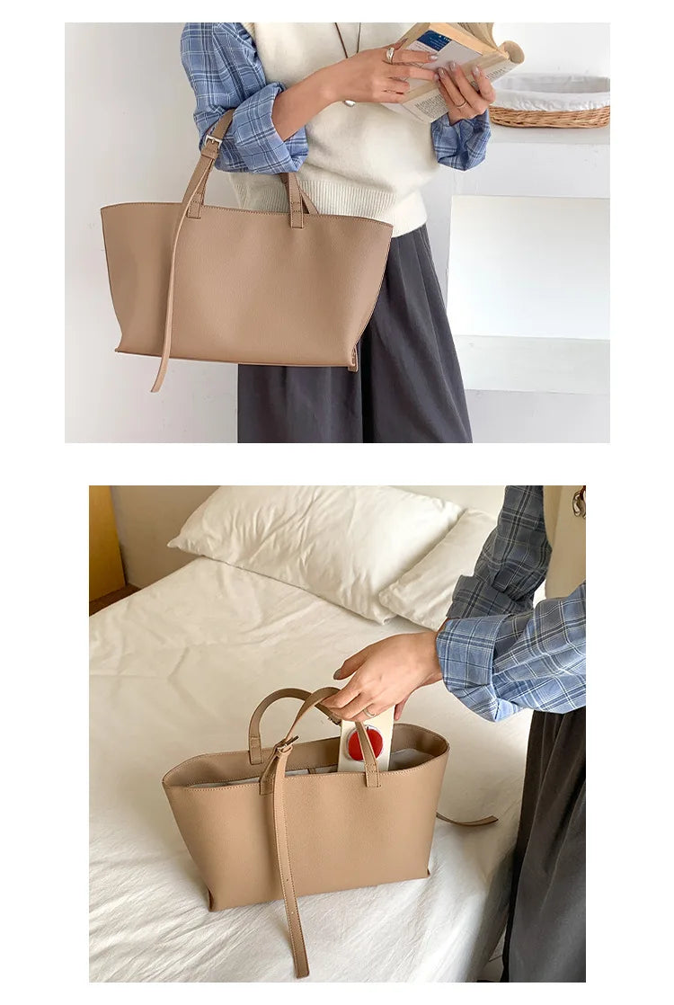 Tote Bag Cuir PU Souple Grande Taille
