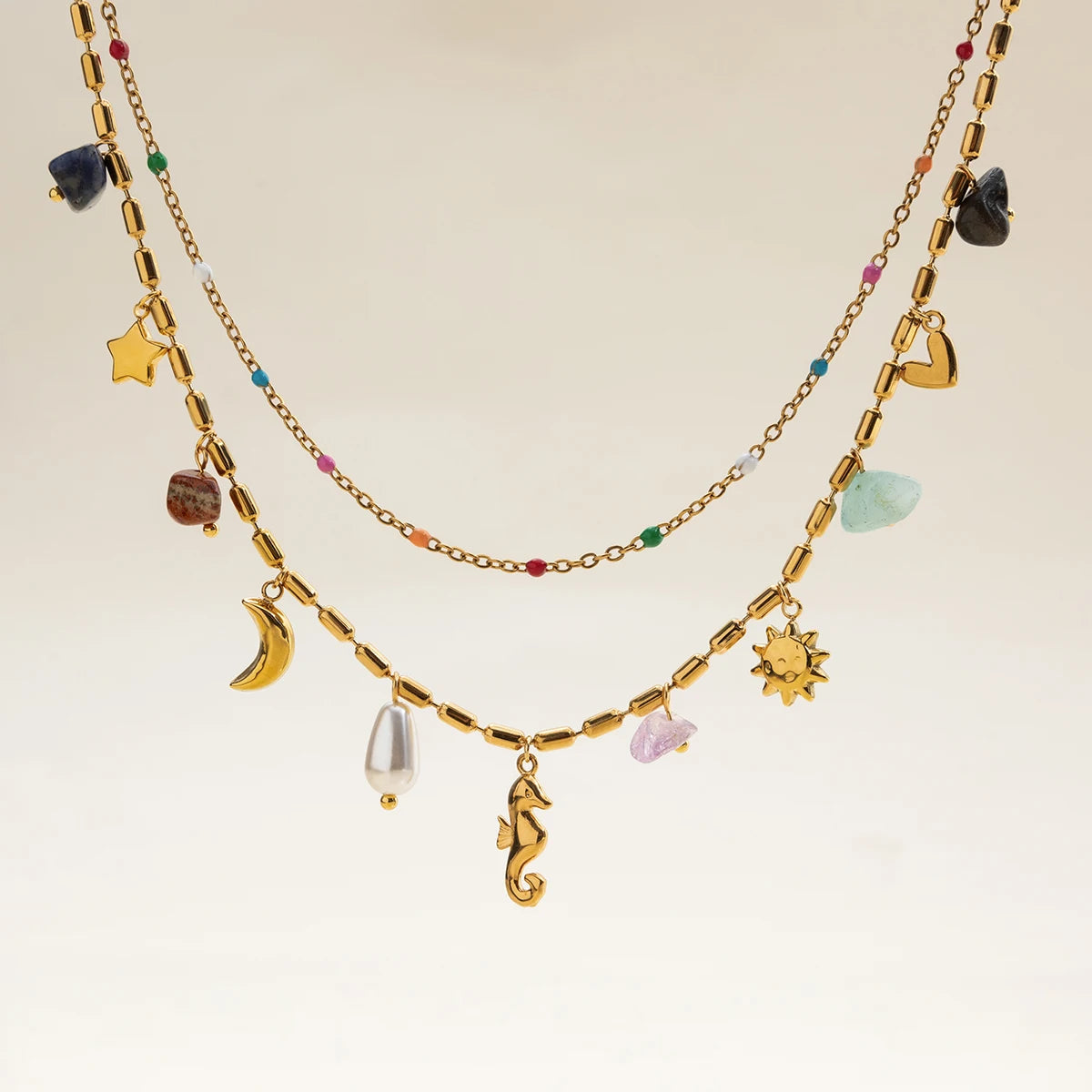 Collier Double Rang Pierre Naturelle