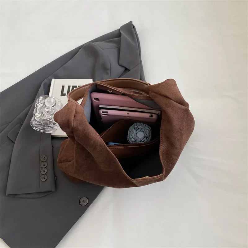 Sac Bandoulière Daim Grande Capacité