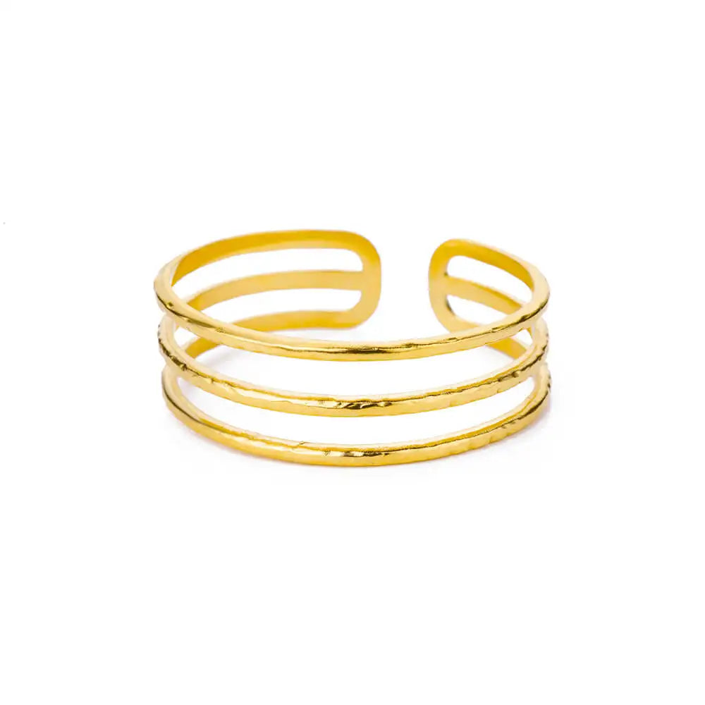 Bracelet Jonc Fleur Acier Doré