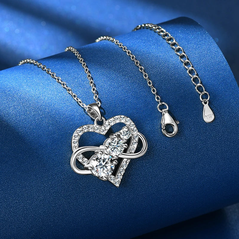 Collier Pendentif Cœur Moissanite Argent 925