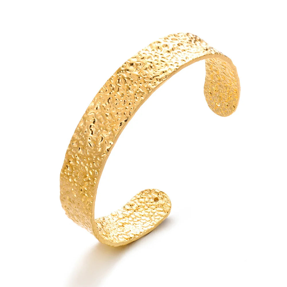 Bracelet Jonc Fleur Acier Doré