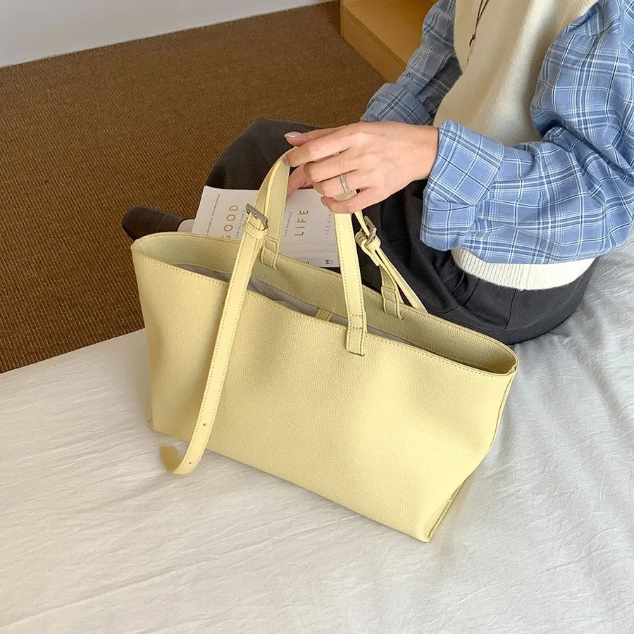 Tote Bag Cuir PU Souple Grande Taille