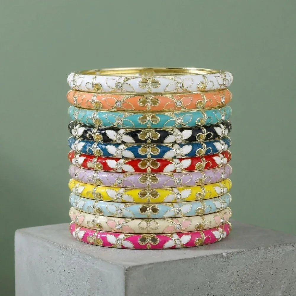 Enamel Vintage Cloisonne Bangle Floral Chinese Chinese Flower Bangle Vintage Ethnic Women's Hand Bracelet Gifts for Women Girl