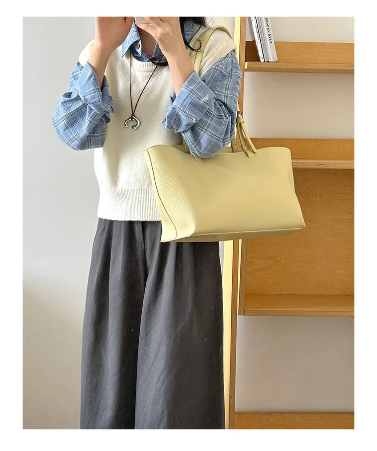 Tote Bag Cuir PU Souple Grande Taille