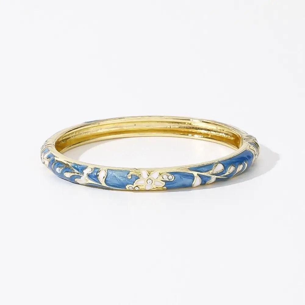 Bracelet Jonc Émail Cloisonné Artisanal - Fleurs Ethniques | 11 Styles