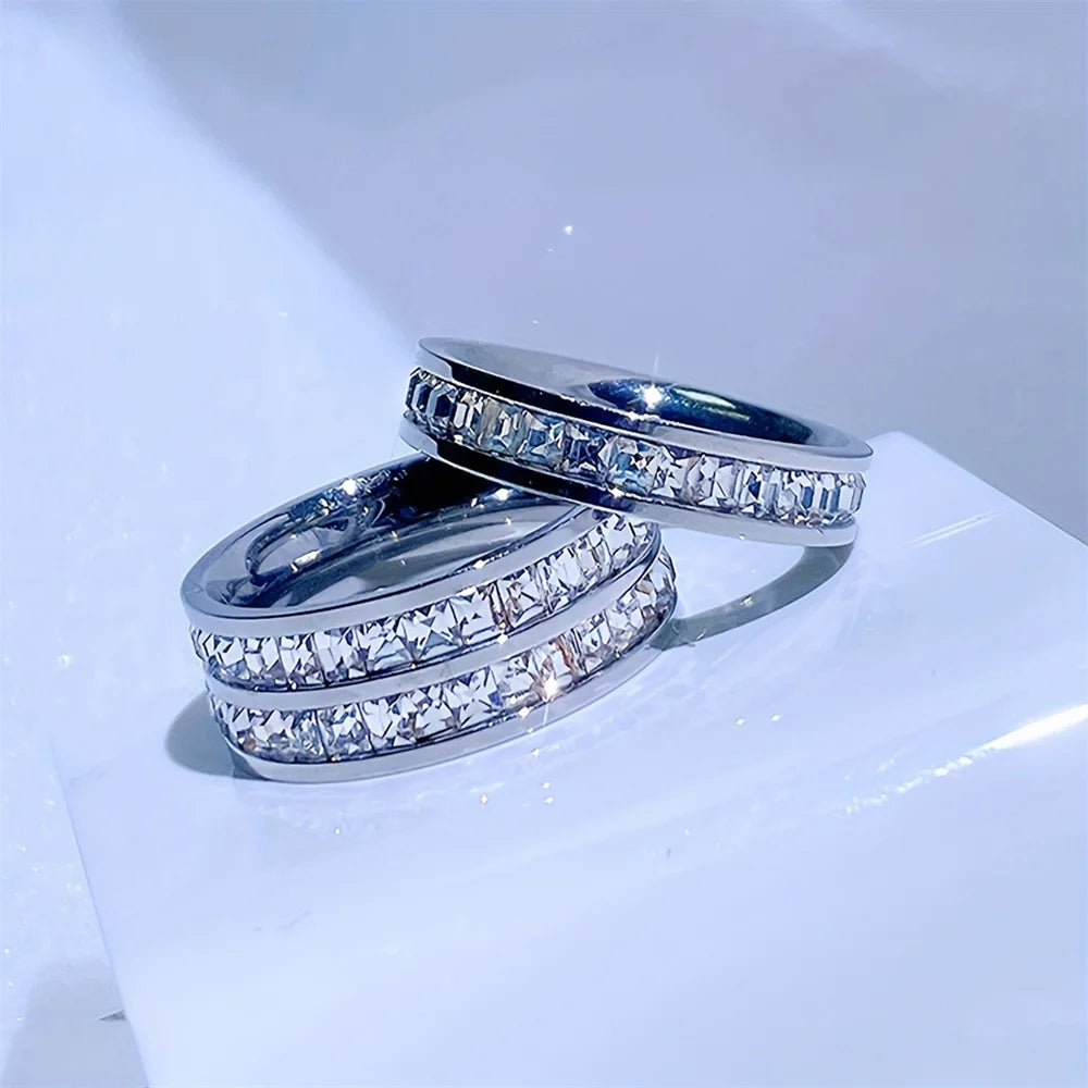 Set de Bagues Acier Inoxydable Zircon