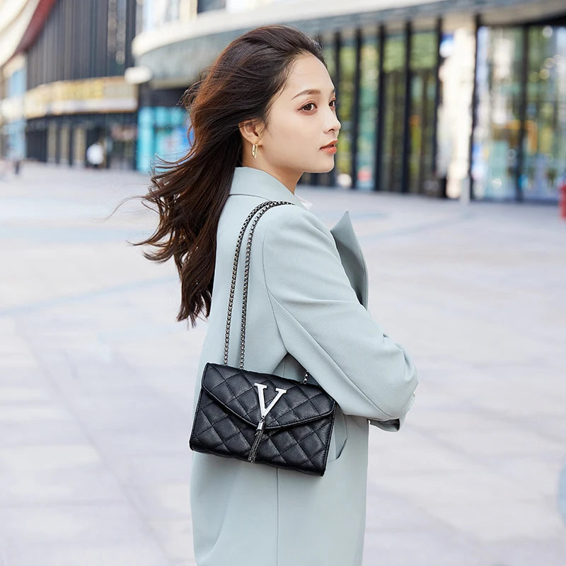 Sac Bandoulière Cuir Matelassé Chaîne