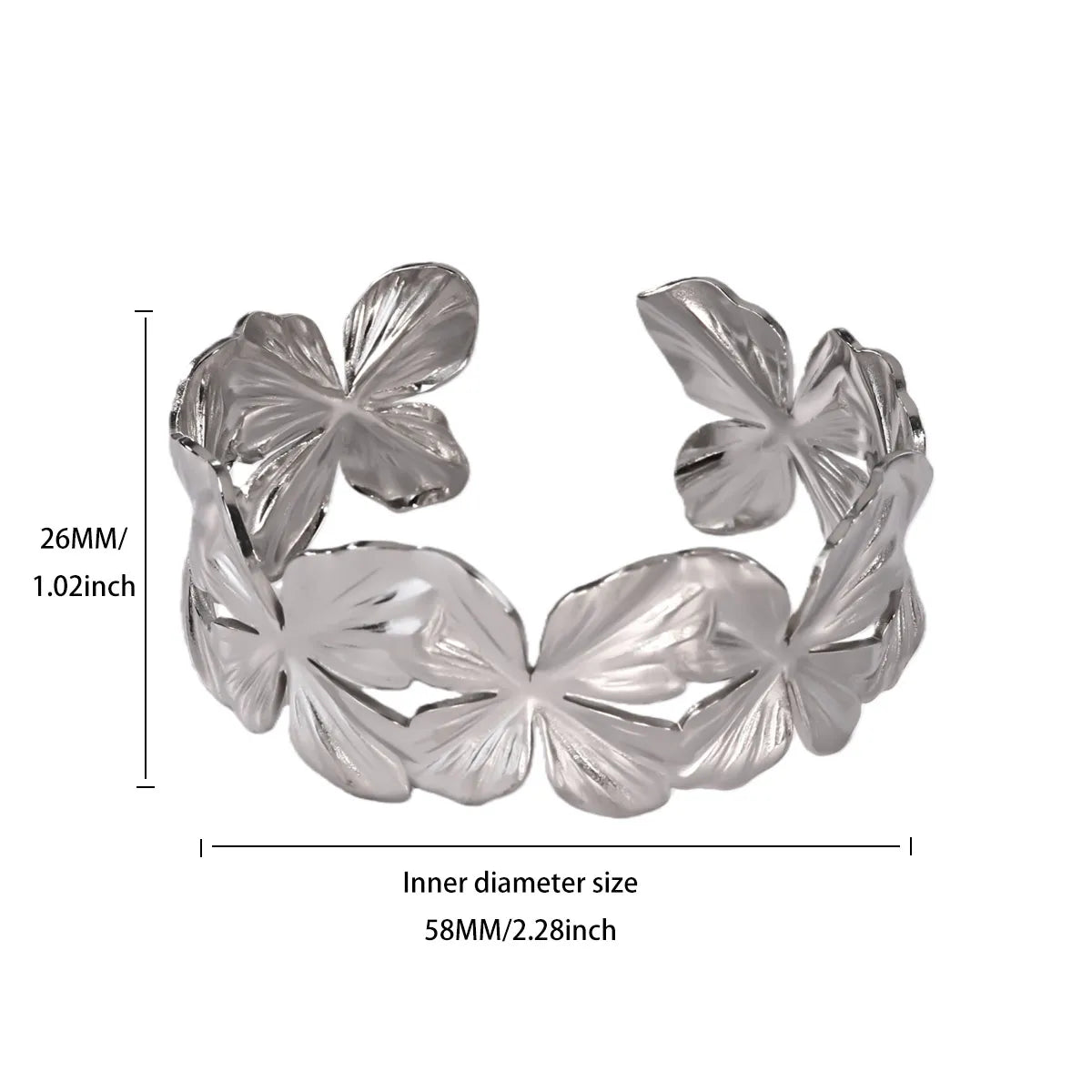 Bracelet Jonc Fleur Acier Doré