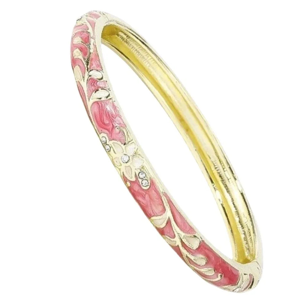 Bracelet Jonc Émail Cloisonné Artisanal - Fleurs Ethniques | 11 Styles