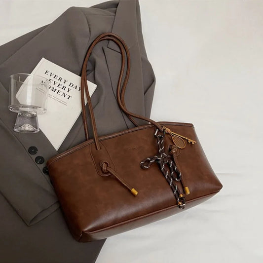 Sac bandoulière Y2K cuir PU brun foncé tendance - Maison Masy