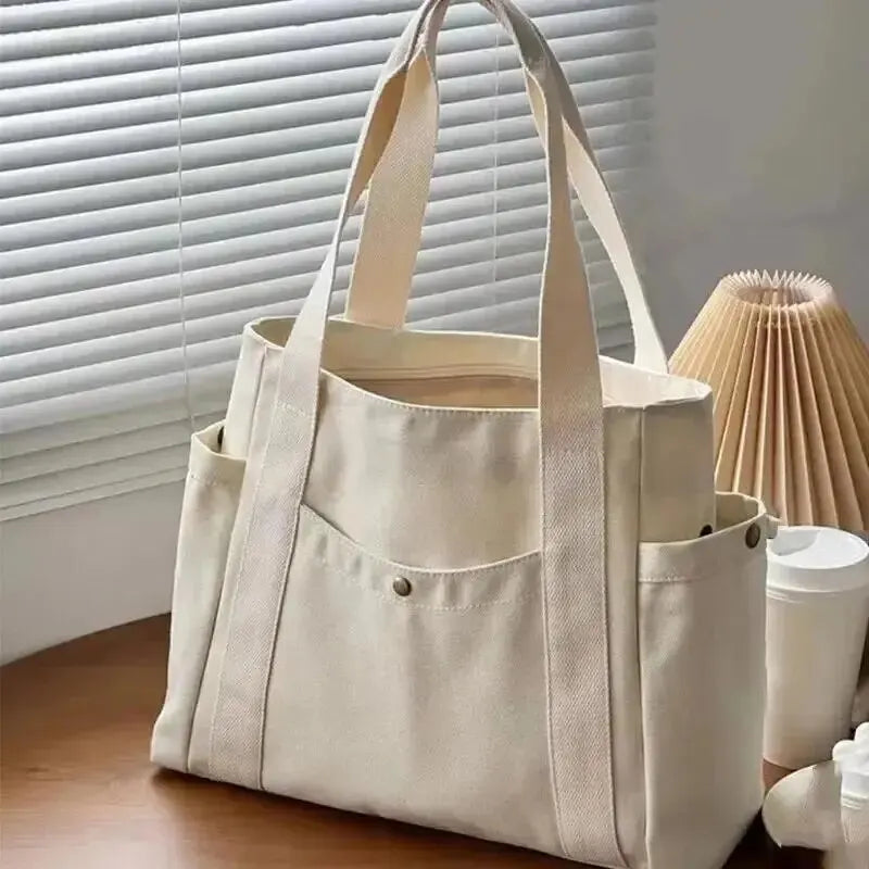 Sac cabas toile grande capacité noir quotidien - Maison Masy
