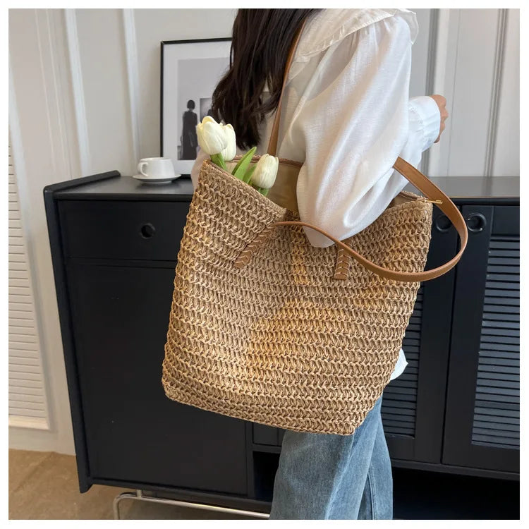 Sac de Plage Paille Bohème Été