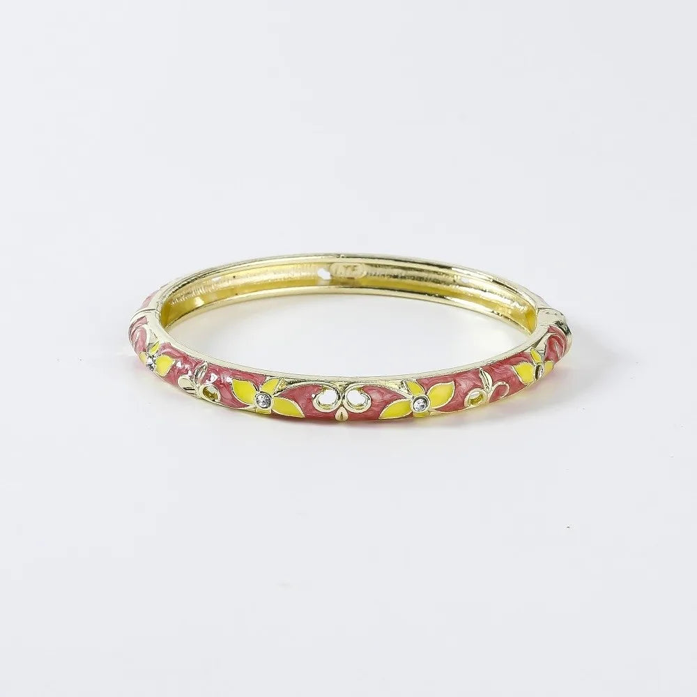 Enamel Vintage Cloisonne Bangle Floral Chinese Chinese Flower Bangle Vintage Ethnic Women's Hand Bracelet Gifts for Women Girl