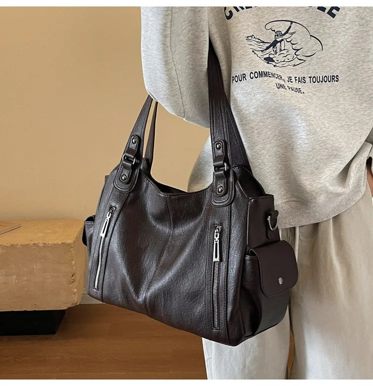 Sac Bandoulière Bicolore Grande Capacité