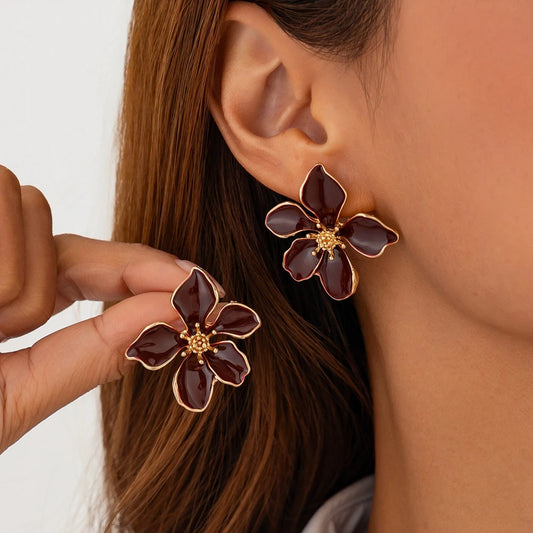 Boucles d'oreilles fleur émail colorées femme - Maison Masy
