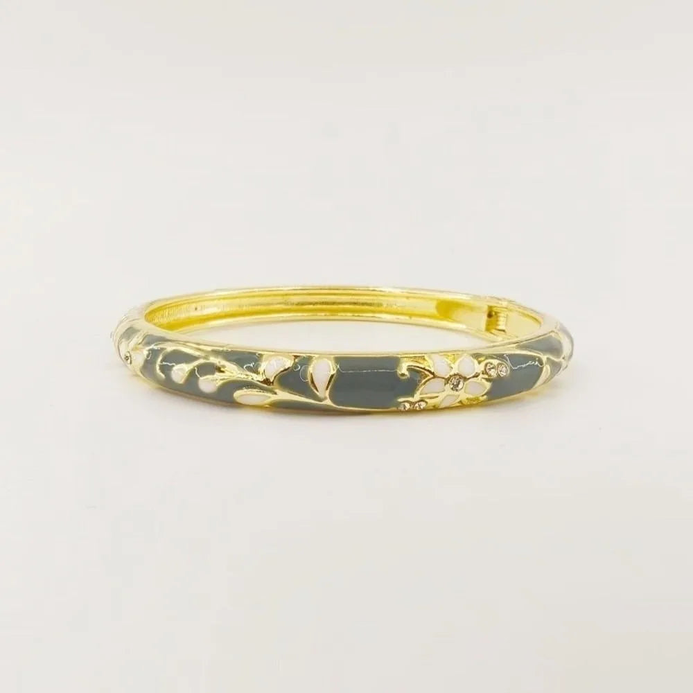 Bracelet Jonc Émail Cloisonné Artisanal - Fleurs Ethniques | 11 Styles