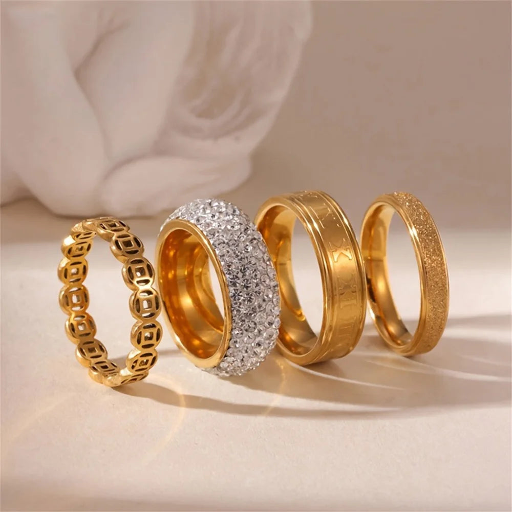 Set de Bagues Acier Inoxydable Zircon