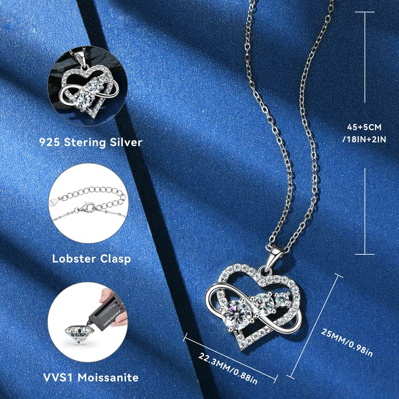 Collier Pendentif Cœur Moissanite Argent 925