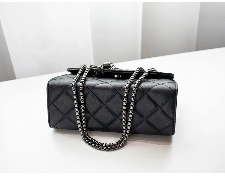 Sac Bandoulière Cuir Matelassé Chaîne