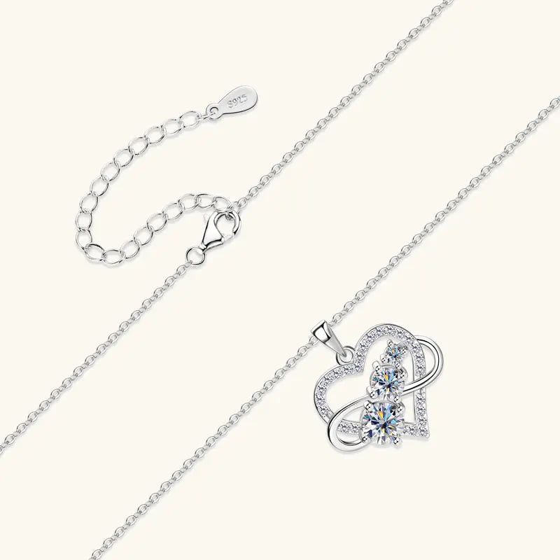 Collier Pendentif Cœur Moissanite Argent 925