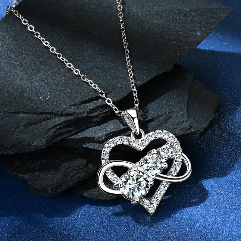 Collier Pendentif Cœur Moissanite Argent 925